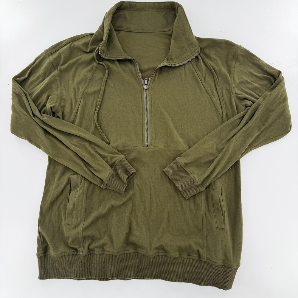Unbranded Quarter Zip Pullover Sweatshirt Modern Women XL Olive Green Streetwear